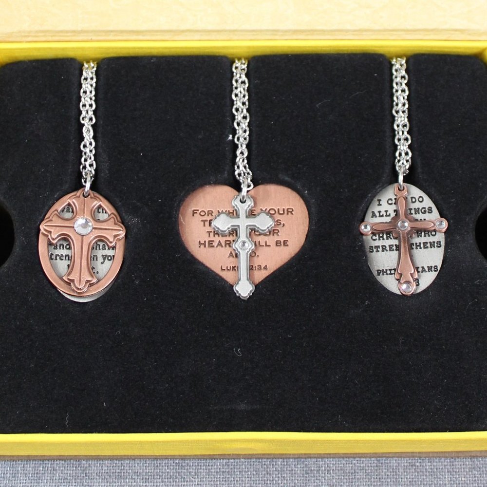 Courage, Strength, Treasure Cross Set (NIB)